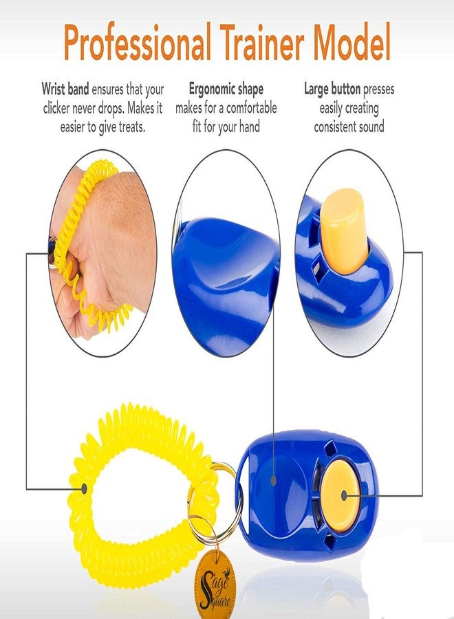 سايج سكوير مجموعة تدريب Sage Square تتضمن جهاز تدريب قابل للتعديل للكلاب والجراء، يتضمن صفارة وجهاز نقر للتحكم الهادئ في أوامر الكلاب وحزام للمعصم (عبوة من قطعتين). - Image 3